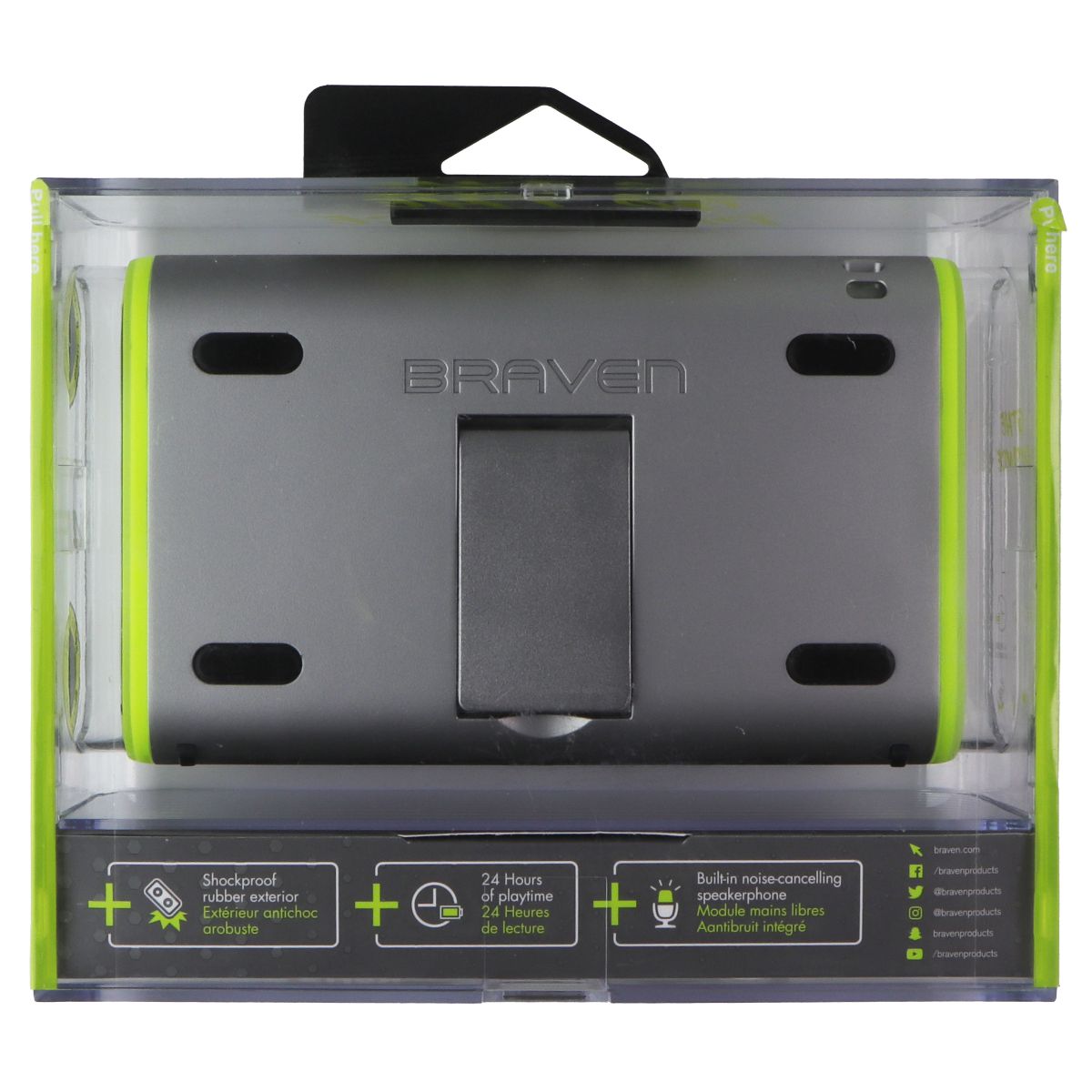 Braven 405 Portable Bluetooth Speaker - Silver/Green Cell Phone - Audio Docks & Speakers Braven - Simple Cell Bulk Wholesale Pricing - USA Seller