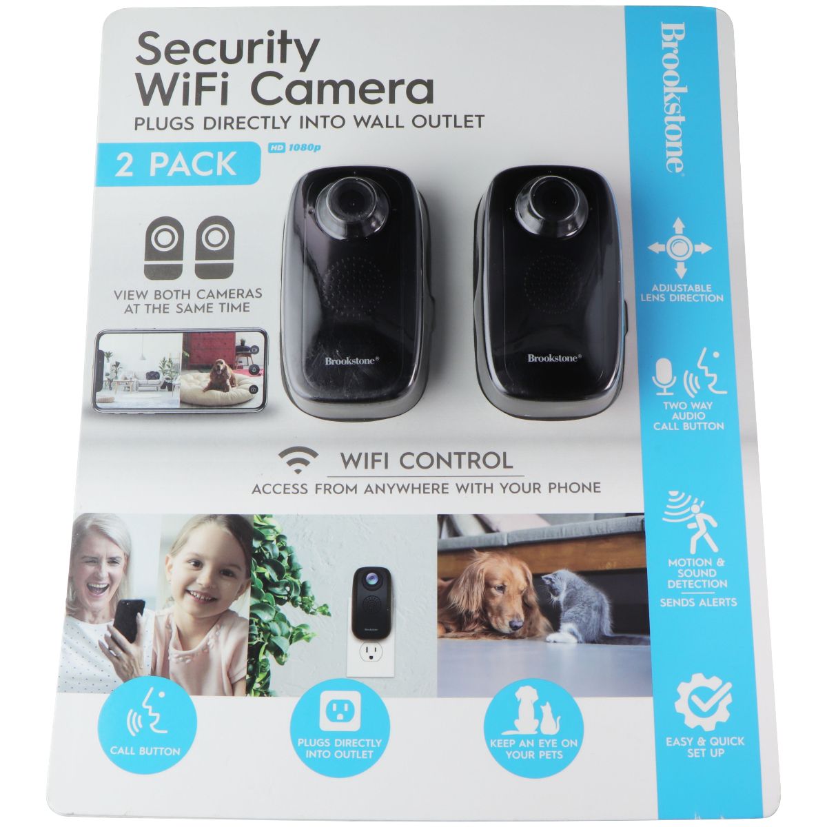 Brookstone Security WiFi Camera - 2 Pack - Black Home Surveillance - Security Cameras Brookstone - Simple Cell Bulk Wholesale Pricing - USA Seller