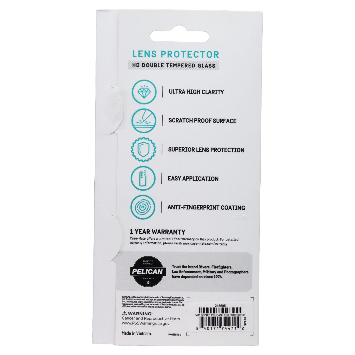 Pelican Aluminum Ring HD Lens Protectors for Samsung Galaxy S24 FE Cell Phone - Screen Protectors Pelican - Simple Cell Bulk Wholesale Pricing - USA Seller
