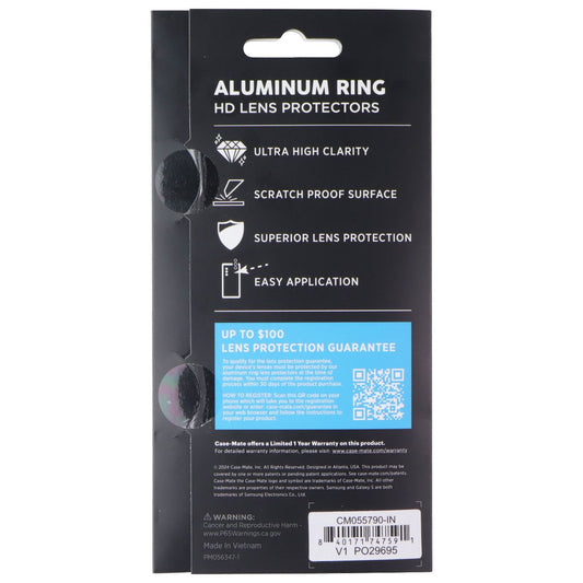 Case-Mate Aluminum Ring HD Lens Protectors for Samsung Galaxy S25 - Black Cell Phone - Screen Protectors Case-Mate - Simple Cell Bulk Wholesale Pricing - USA Seller