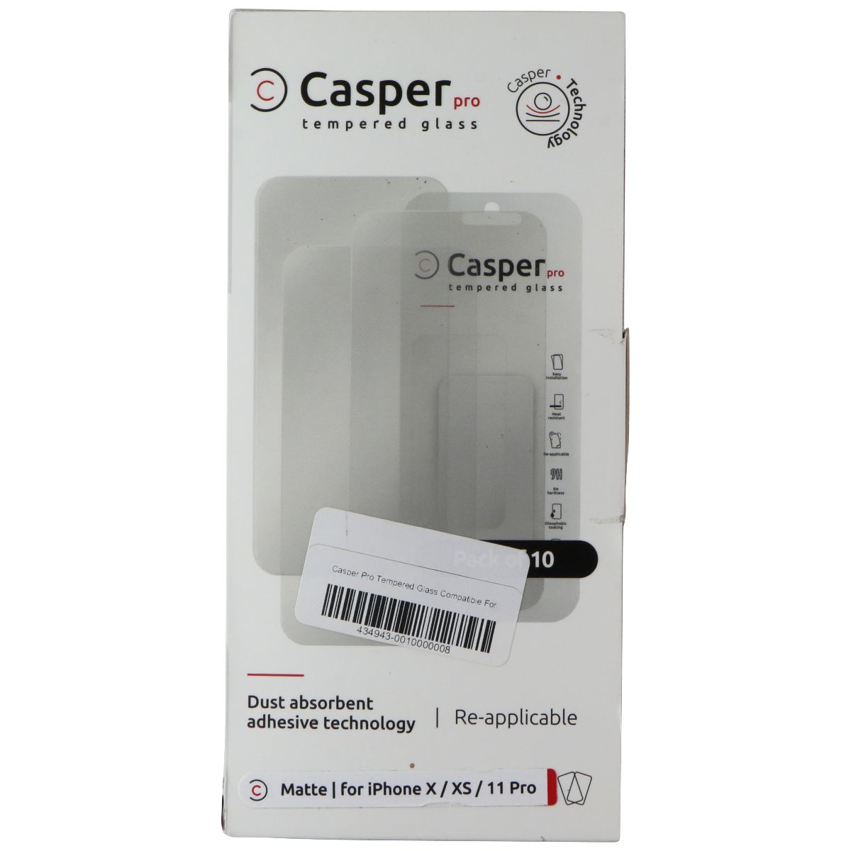 Casper Pro Glass Screen Protector for Apple iPhone 11 Pro/XS/X - Matte (10 Pack) Cell Phone - Screen Protectors Casper - Simple Cell Bulk Wholesale Pricing - USA Seller