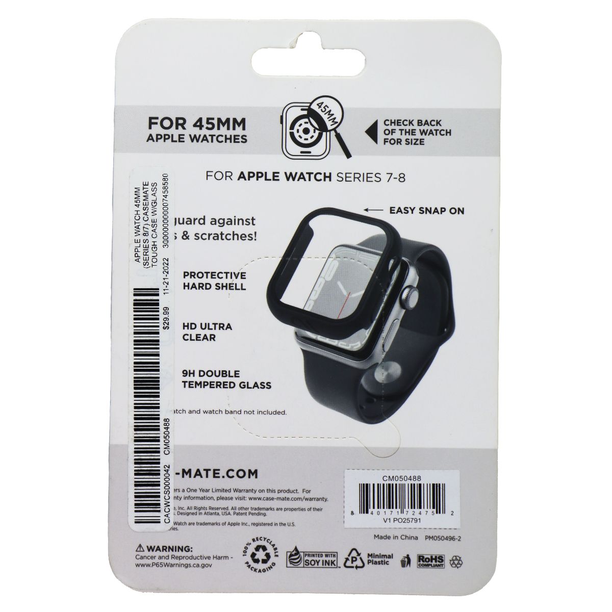 Case-Mate Tough Watch Case for Apple Watch 7/8 (45MM) - Black Smart Watch Accessories - Smart Watch Cases Case-Mate - Simple Cell Bulk Wholesale Pricing - USA Seller
