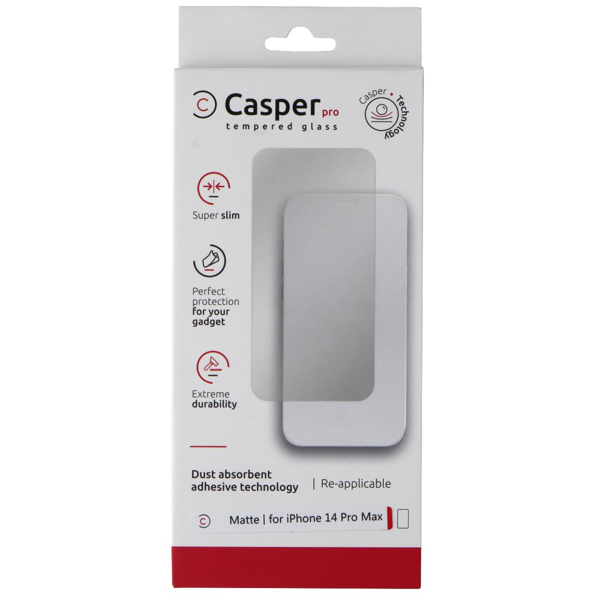 Casper Pro Tempered Glass Screen Protector for Apple iPhone 14 Pro Max - Matte Cell Phone - Screen Protectors Casper - Simple Cell Bulk Wholesale Pricing - USA Seller
