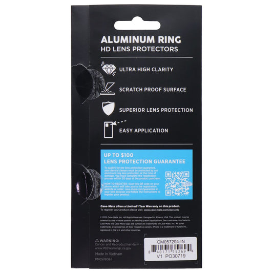 Case-Mate Aluminum HD Lens Protectors for Apple iPhone 17 Pro/Pro Max - Black Cell Phone - Screen Protectors Case-Mate - Simple Cell Bulk Wholesale Pricing - USA Seller