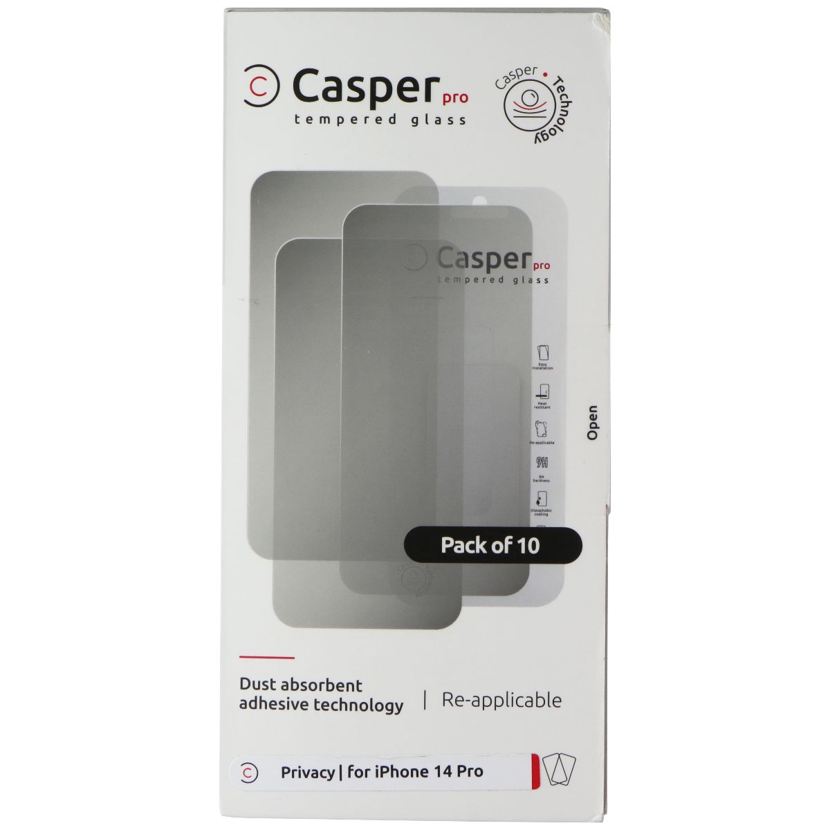 Casper Pro Tempered Glass 10 Pack for Apple iPhone 14 Pro - Privacy Cell Phone - Screen Protectors Casper - Simple Cell Bulk Wholesale Pricing - USA Seller