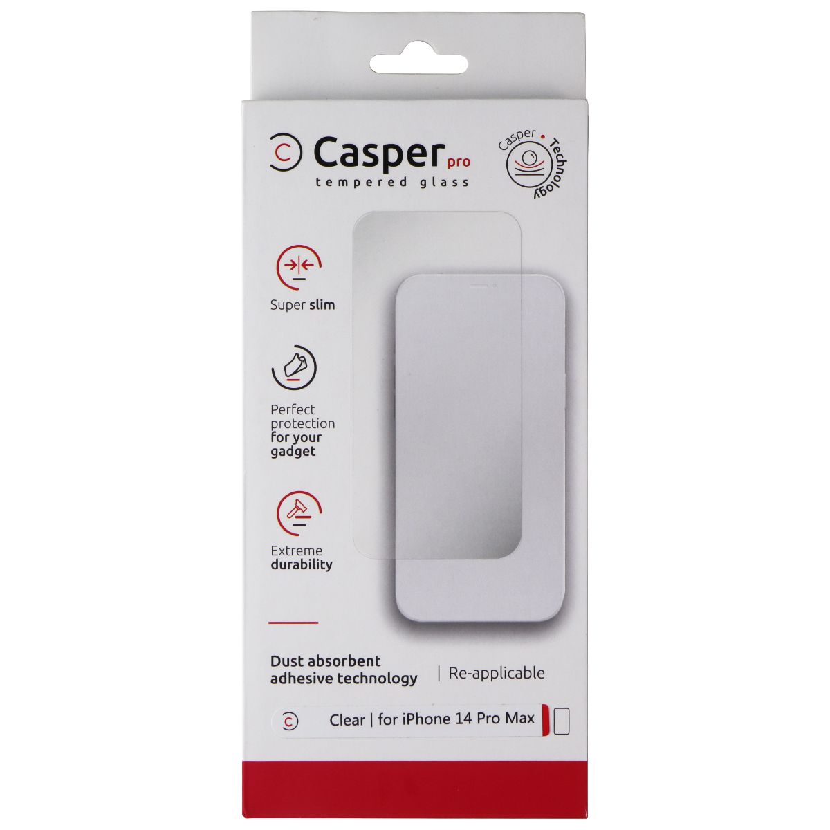 Casper Pro Tempered Glass for Apple iPhone 14 Pro Max - Clear Cell Phone - Screen Protectors Casper - Simple Cell Bulk Wholesale Pricing - USA Seller