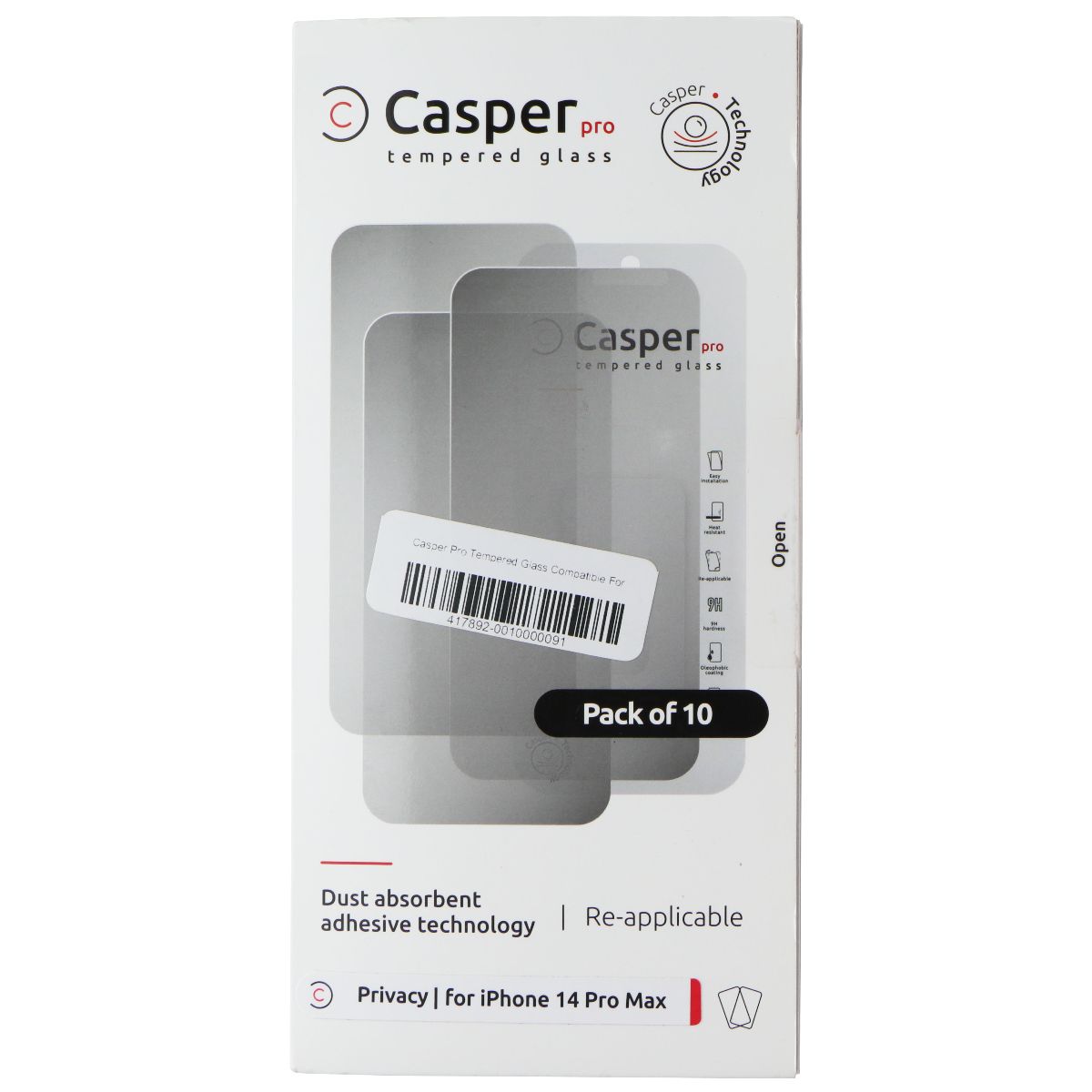 Casper Pro Tempered Glass for Apple iPhone 14 Pro Max (10 Pack) - Privacy Cell Phone - Screen Protectors Casper - Simple Cell Bulk Wholesale Pricing - USA Seller