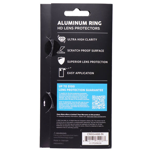 Case-Mate Aluminum Ring HD Lens Protectors for iPhone 16 and 16 Plus - Black Cell Phone - Other Accessories Case-Mate - Simple Cell Bulk Wholesale Pricing - USA Seller