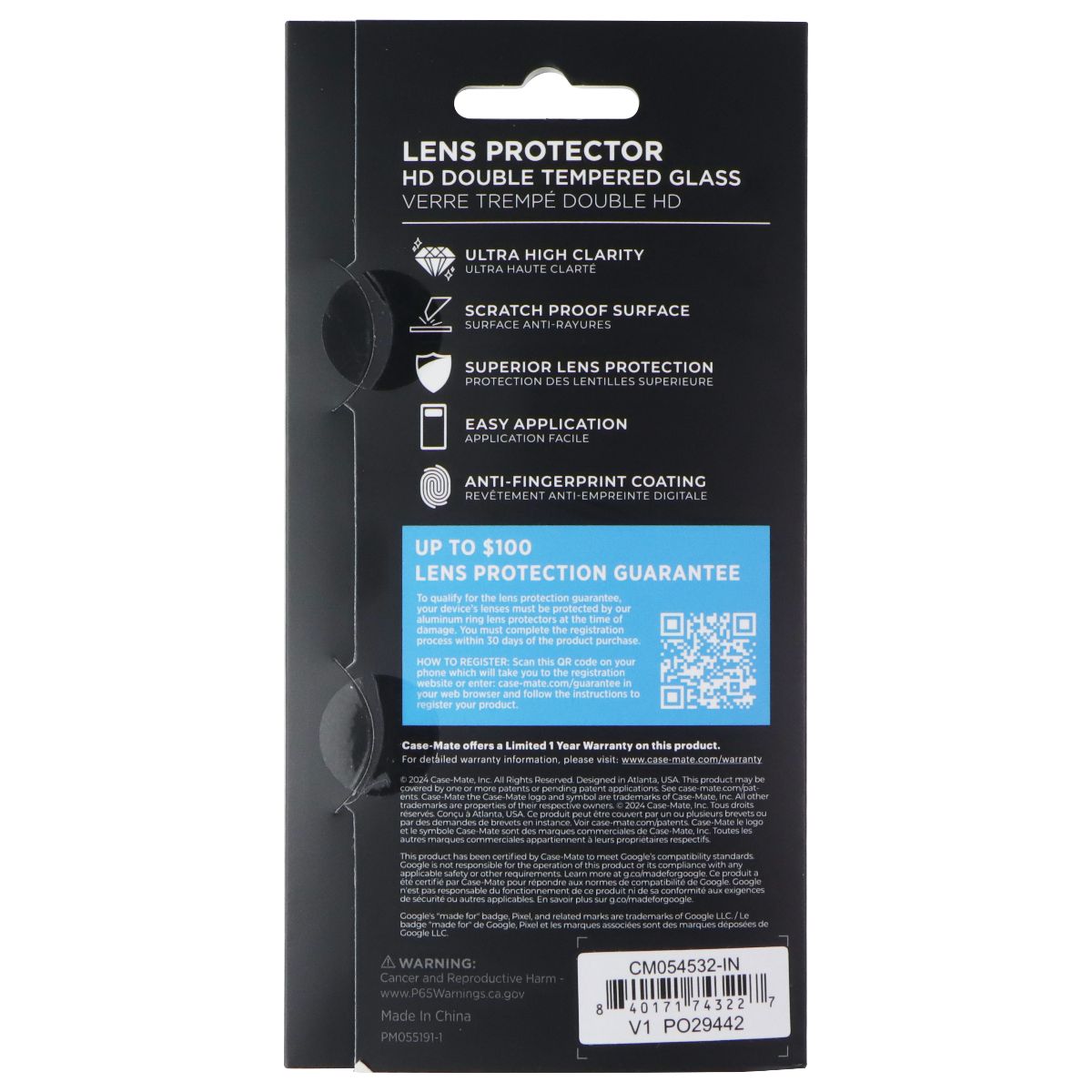 Case-Mate Double Tempered Glass Lens Protector for Google Pixel 9