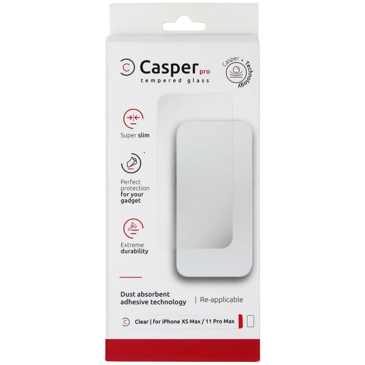 Casper Pro Tempered Glass Screen Protector for Apple iPhone 11 Pro Max/XS Max Cell Phone - Screen Protectors Casper - Simple Cell Bulk Wholesale Pricing - USA Seller