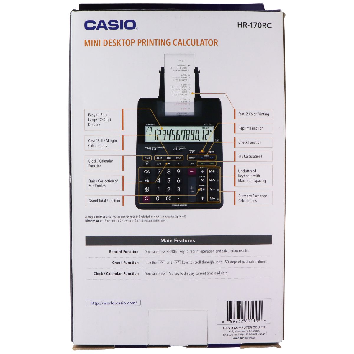 Casio HR-170RC Mini Desktop Printing Calculator - Black Office Supplies - Other Office Supplies Casio - Simple Cell Bulk Wholesale Pricing - USA Seller