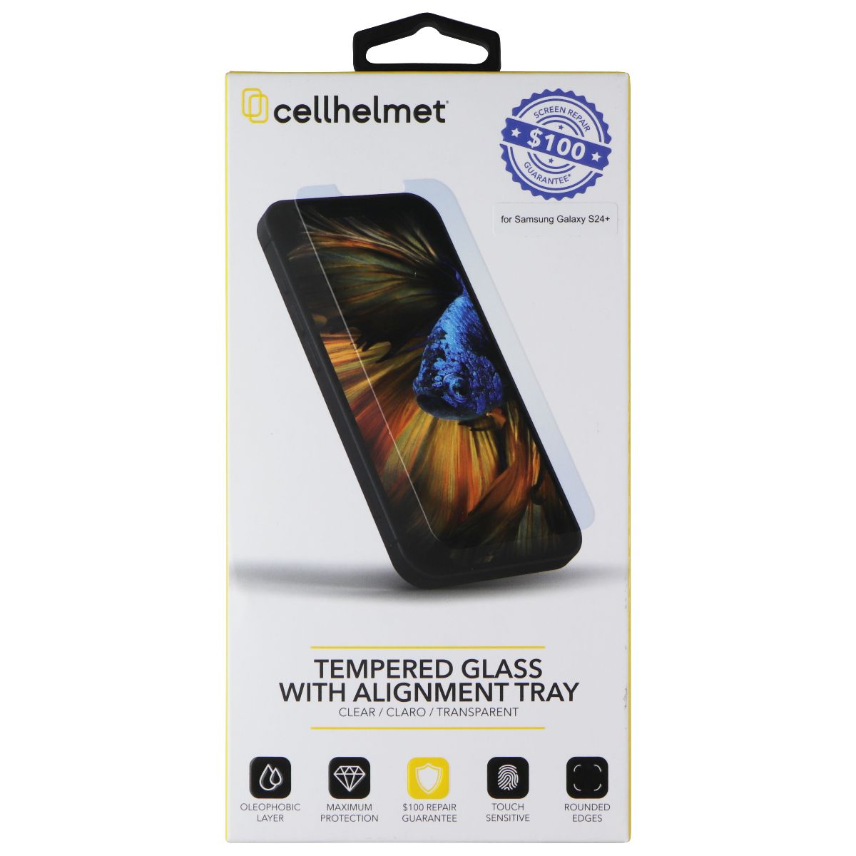 CellHelmet Tempered Glass Screen with Alignment Tray for Samsung Galaxy S24+ Cell Phone - Screen Protectors CellHelmet - Simple Cell Bulk Wholesale Pricing - USA Seller