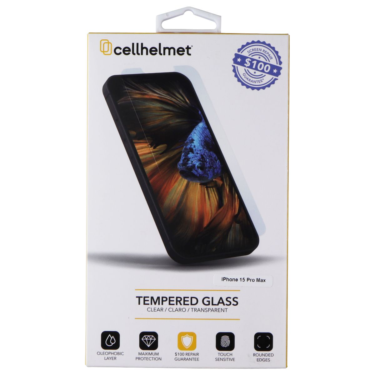 CellHelmet Tempered Glass for Apple iPhone 15 Pro Max - Clear Cell Phone - Screen Protectors CellHelmet - Simple Cell Bulk Wholesale Pricing - USA Seller