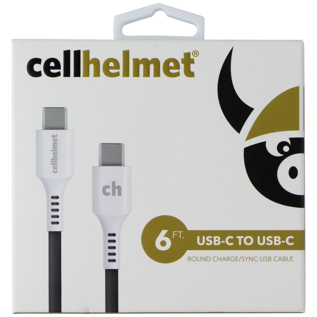 CellHelmet (6-Ft) USB-C to USB-C Round Charge/Sync Cable - White/Black Cell Phone - Cables & Adapters CellHelmet - Simple Cell Bulk Wholesale Pricing - USA Seller