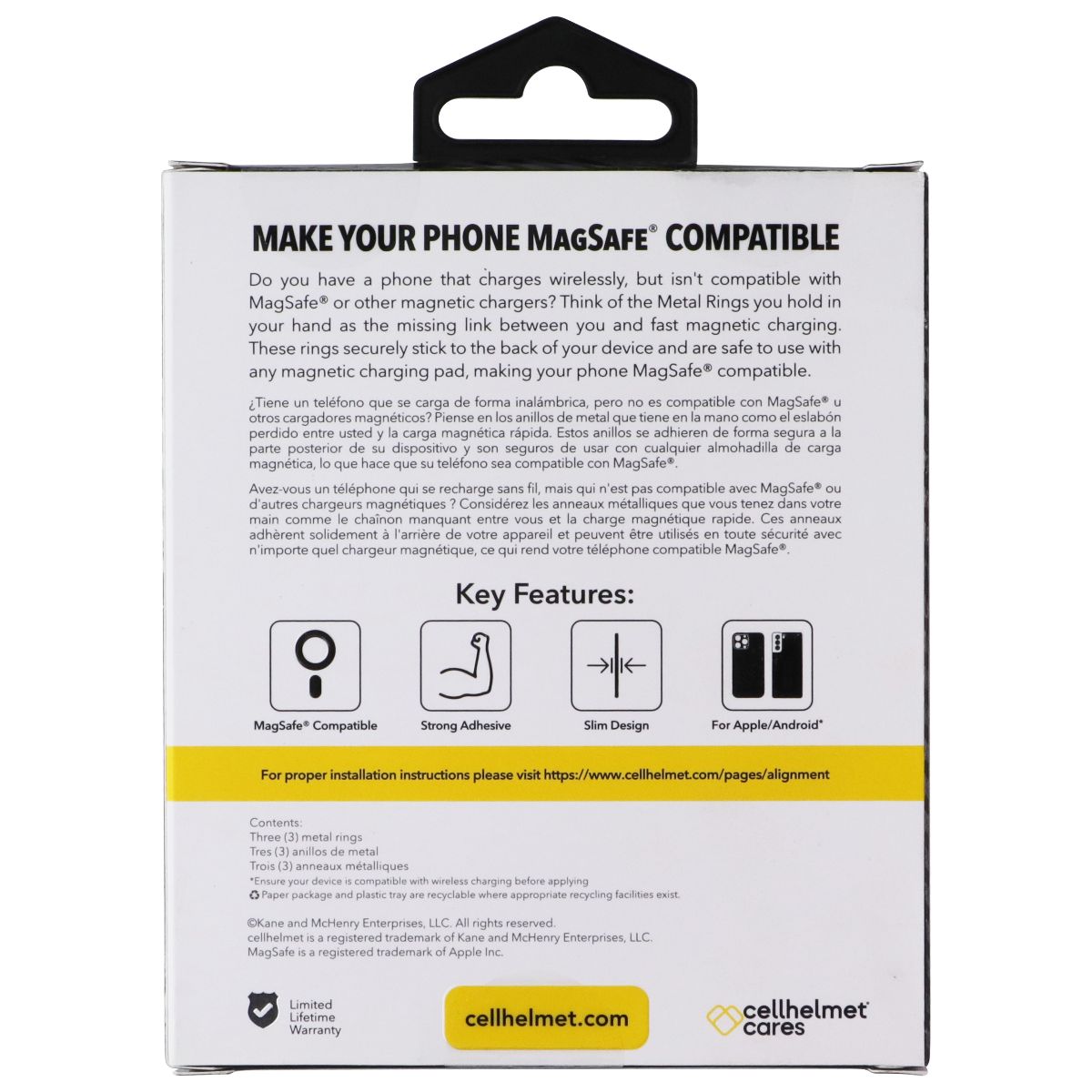 CellHelmet Metal Ring 3-Pack For MagSafe Compatible Charging