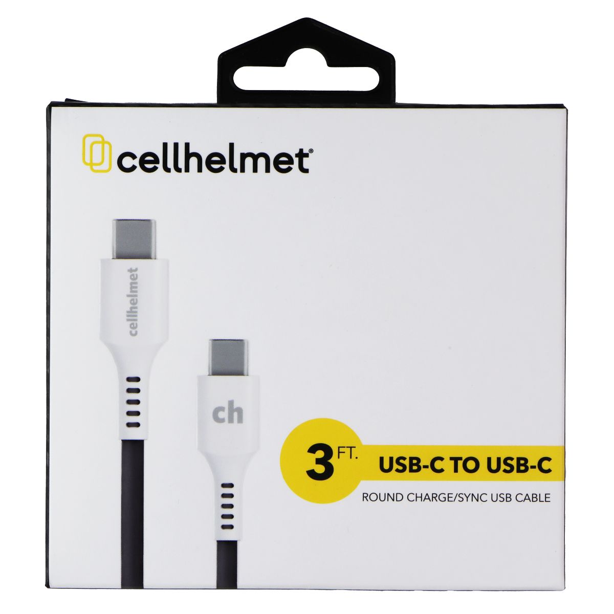 CellHelmet (3-Ft) USB-C to USB-C Round Charge/Sync USB Cable - Gray/White Cell Phone - Cables & Adapters CellHelmet - Simple Cell Bulk Wholesale Pricing - USA Seller