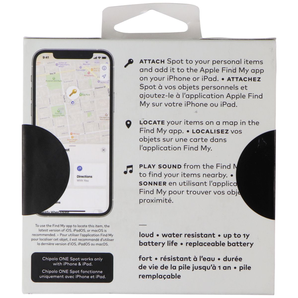 Chipolo ONE Spot Item Finder (2021) for Apple iOS Devices - Almost Black/1 Pack Cell Phone - Other Accessories Chipolo - Simple Cell Bulk Wholesale Pricing - USA Seller