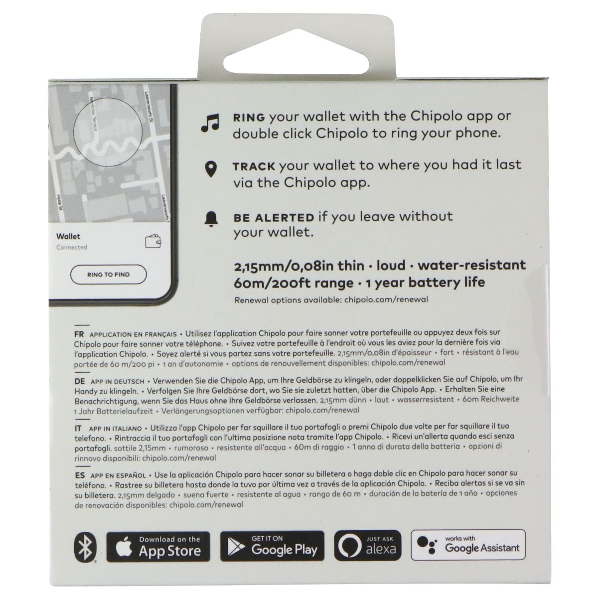 Chipolo CARD Item Finder (2020) for Apple and Android Devices - 1 Pack - White GPS Accessories & Tracking - Tracking Devices Chipolo - Simple Cell Bulk Wholesale Pricing - USA Seller