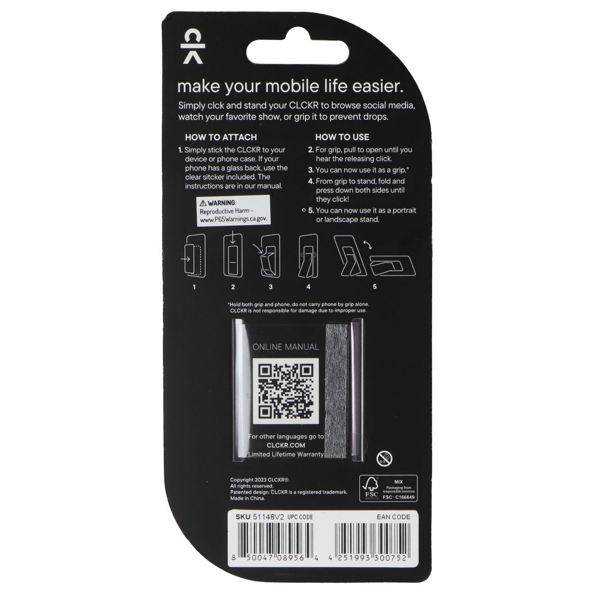 Clckr Universal Cell Phone Stand + Grip - Lilac Cell Phone - Other Accessories Clckr - Simple Cell Bulk Wholesale Pricing - USA Seller