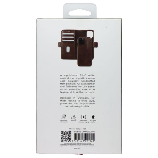 Lynge Full-Grain 2-in-1 Wallet + Magnetic Case for iPhone 11 Pro Max - Brown