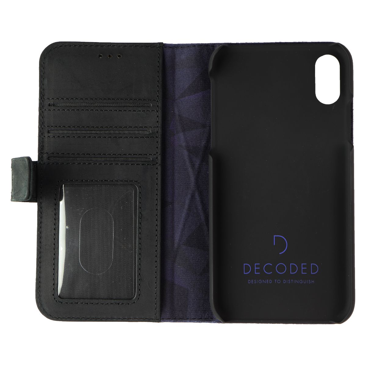 DECODED Leather 2-in-1 Wallet Folio and Case for Apple iPhone XR - Black Cell Phone - Cases, Covers & Skins Decoded - Simple Cell Bulk Wholesale Pricing - USA Seller