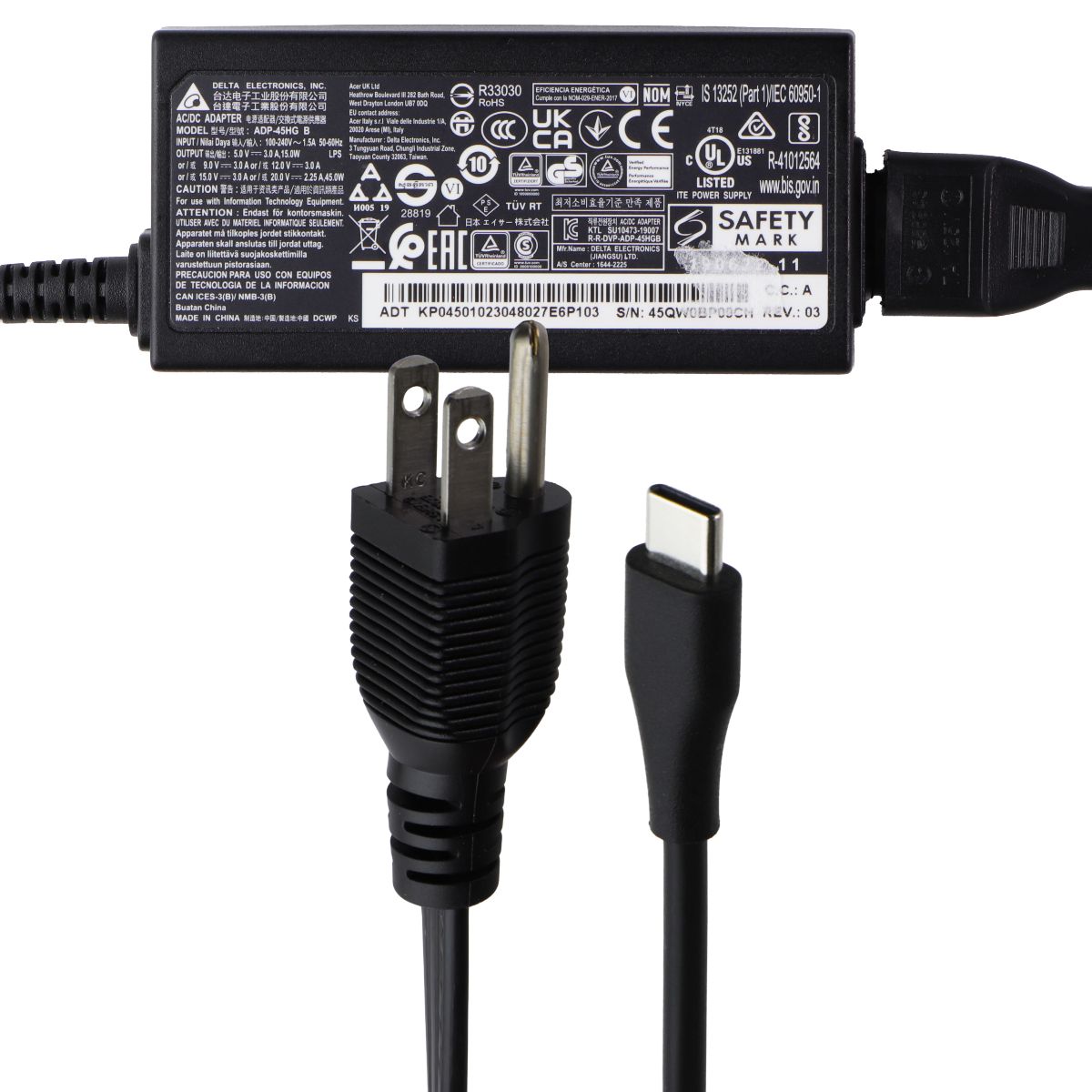 Delta (5V) AC/DC Adapter Power Supply - Black (ADP-45HG) Computer Accessories - Laptop Power Adapters/Chargers Delta - Simple Cell Bulk Wholesale Pricing - USA Seller