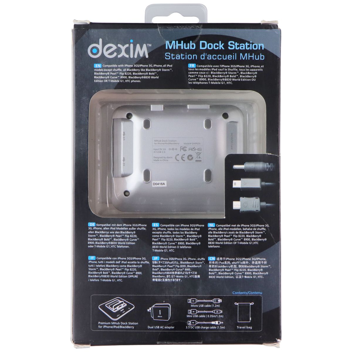 Dexim Mhub Charge and Sync Dock Station for iPhone 3GS/iPod/BlackBerry/Mac Cell Phone - Chargers & Cradles Dexim - Simple Cell Bulk Wholesale Pricing - USA Seller