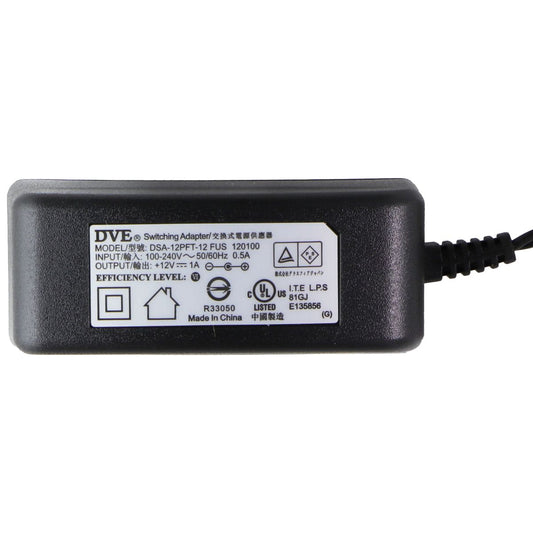 DVE 12V/1A Switching Adapter (DSA-12PFT-12 FUS) - Black Multipurpose Batteries & Power - Multipurpose AC to DC Adapters DVE - Simple Cell Bulk Wholesale Pricing - USA Seller