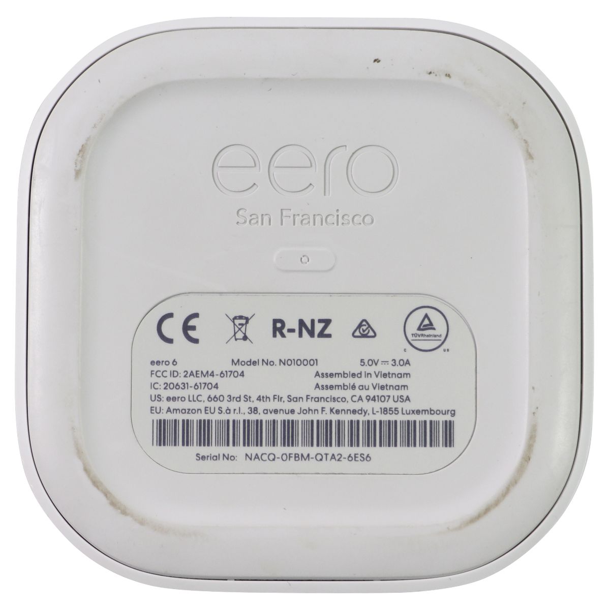 Amazon eero 6 Mesh Wi-Fi Router with up to 900 Mbps - White (N010001) - 1 Pack