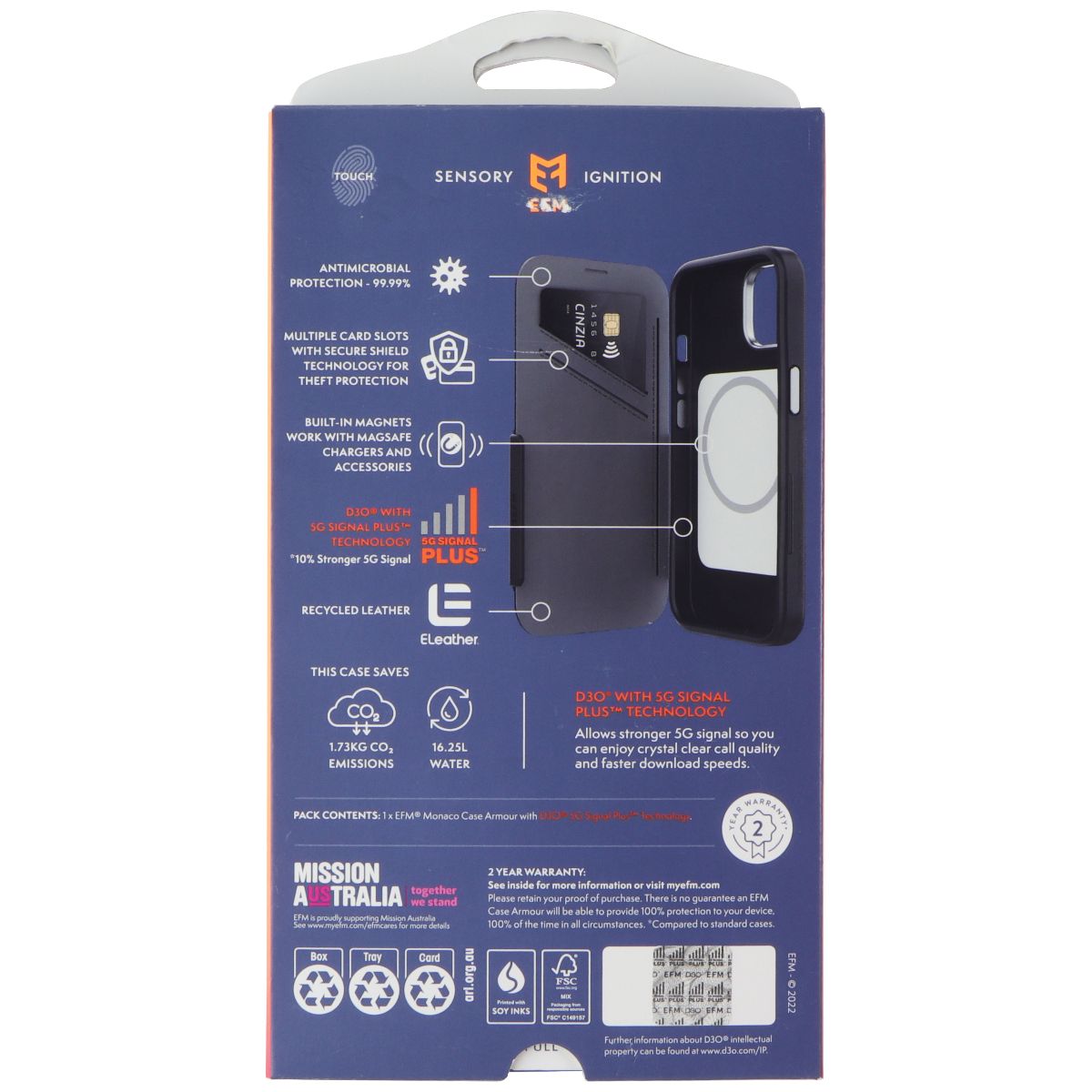 EFM Monaco Wallet Folio Case for MagSafe for iPhone 14 Pro Max - Black/Gray