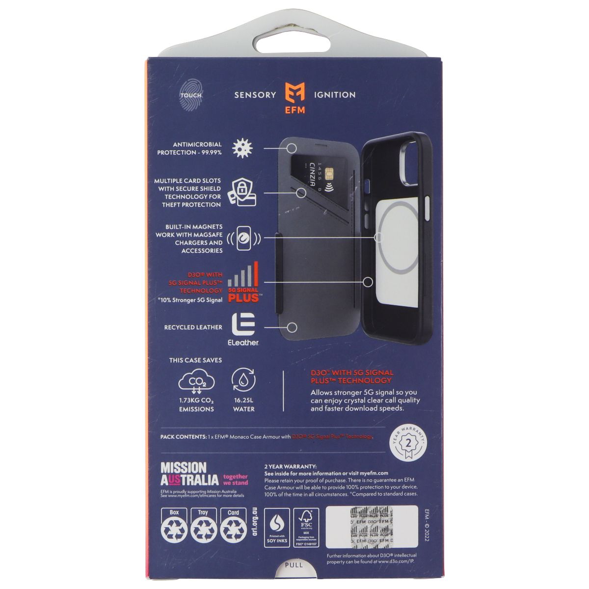 EFM Monaco Wallet Folio Case for MagSafe for Apple iPhone 14 Plus - Black/Gray