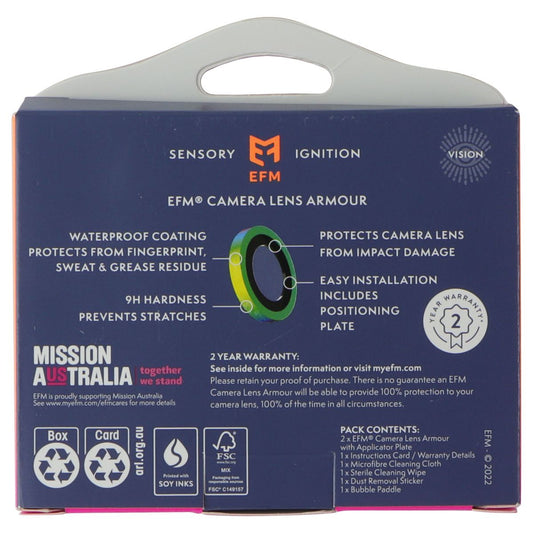 EFM Camera Lens Armour for Apple iPhone 14 / 14 Plus - Rainbow Cell Phone - Screen Protectors EFM - Simple Cell Bulk Wholesale Pricing - USA Seller