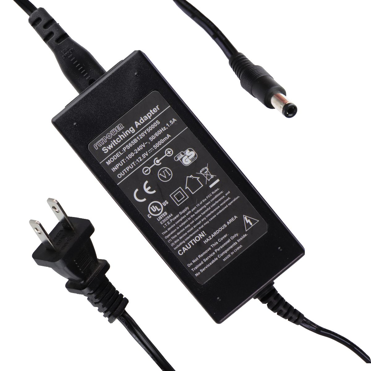 Flypower (60W) Switching Adapter Power Supply w/ Cord - Black (PS65B120Y500S) Multipurpose Batteries & Power - Multipurpose AC to DC Adapters FlyPower - Simple Cell Bulk Wholesale Pricing - USA Seller