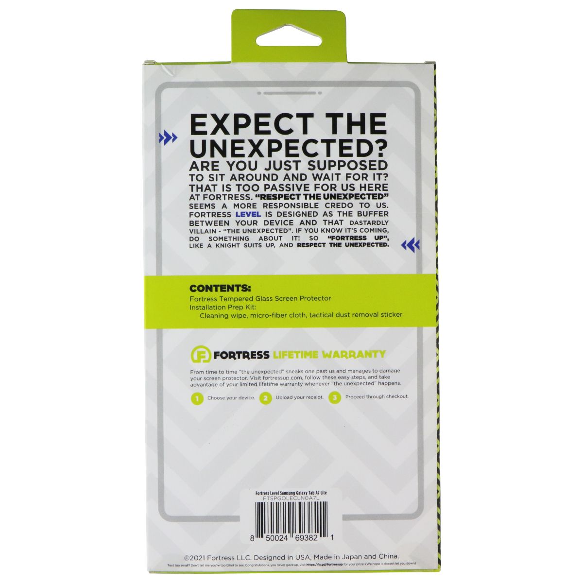 Fortress LEVEL Flat Tempered Glass for Samsung Galaxy Tab A7 Lite Tablet - Clear iPad/Tablet Accessories - Screen Protectors Fortress - Simple Cell Bulk Wholesale Pricing - USA Seller