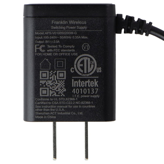 Franklin Wired 5V/2A Corded USB-C Charger - Black Cell Phone - Chargers & Cradles Franklin Wireless - Simple Cell Bulk Wholesale Pricing - USA Seller