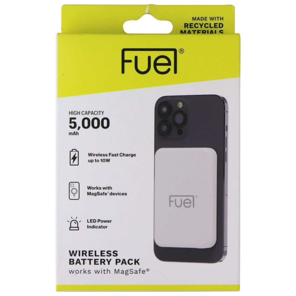 Case-Mate Fuel 5,000mAh Wireless Battery Pack for MagSafe - White (FL047352) Cell Phone - Batteries Case-Mate - Simple Cell Bulk Wholesale Pricing - USA Seller