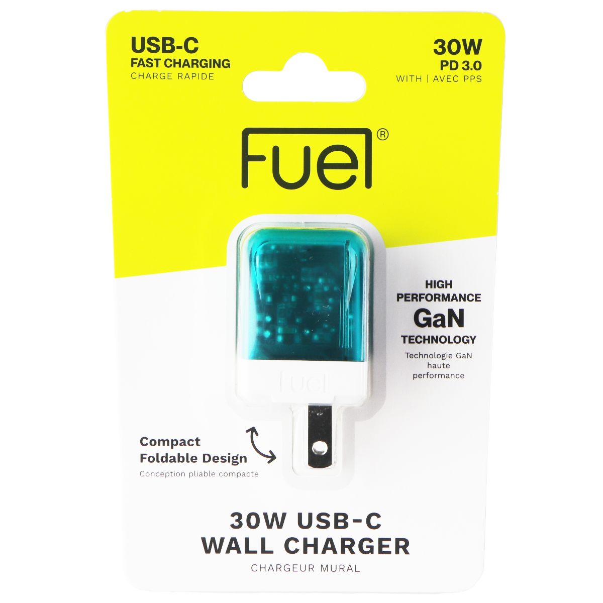 FUEL (30W) USB-C Fast Charging Translucent Wall Charger - Electric Blue Cell Phone - Cables & Adapters FUEL - Simple Cell Bulk Wholesale Pricing - USA Seller