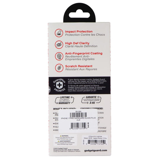 Gadget Guard Glass Series Screen Protector for Apple iPhone 17 Pro/18 Pro Cell Phone - Screen Protectors Gadget Guard - Simple Cell Bulk Wholesale Pricing - USA Seller