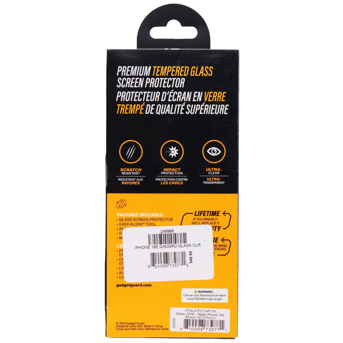 Gadget Guard Glass Screen Protector for Apple iPhone 16e/14/13 Pro/13 Cell Phone - Screen Protectors Gadget Guard - Simple Cell Bulk Wholesale Pricing - USA Seller