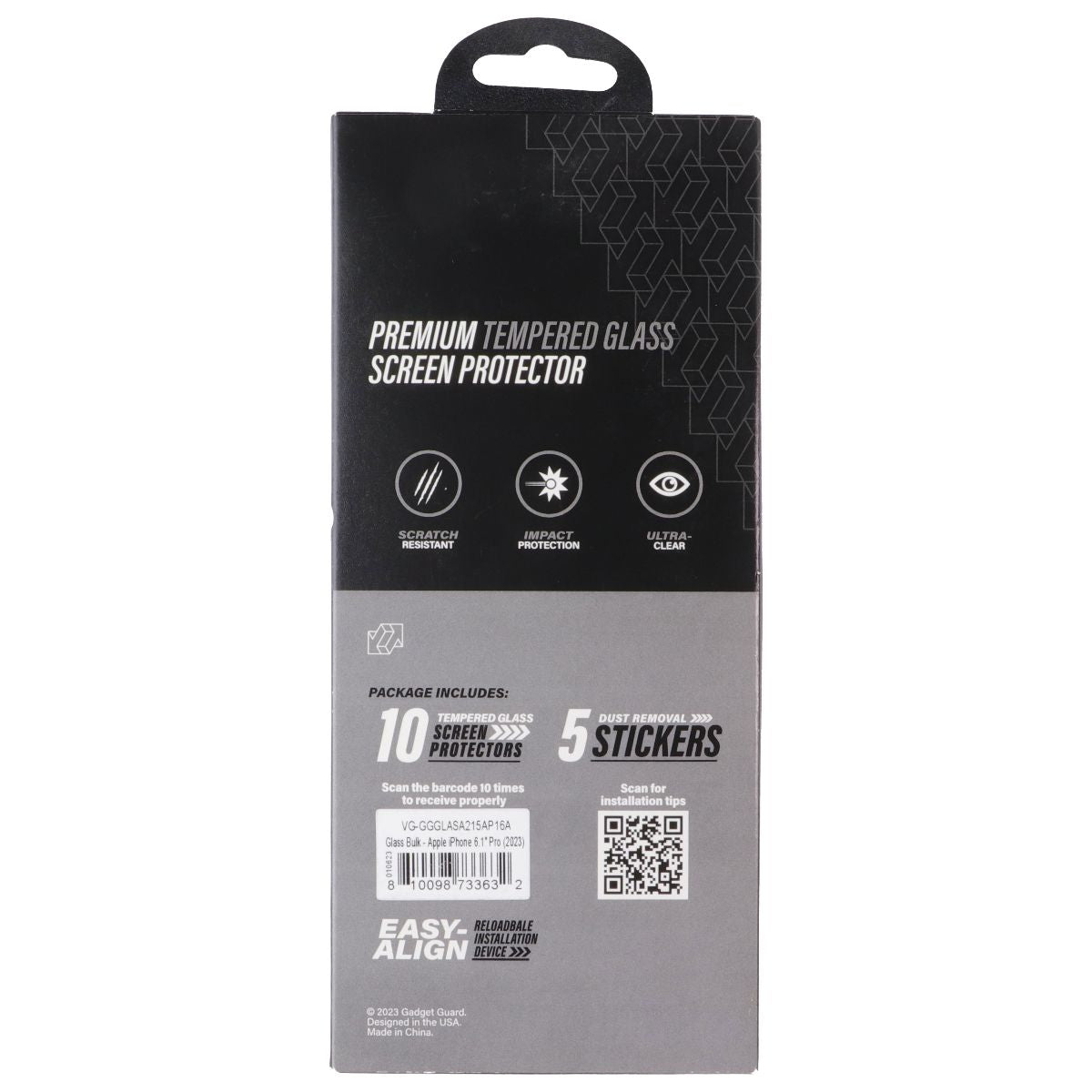 Gadget Guard Glass Screen Protector for Apple iPhone 15 Pro - Bulk 10 Pack