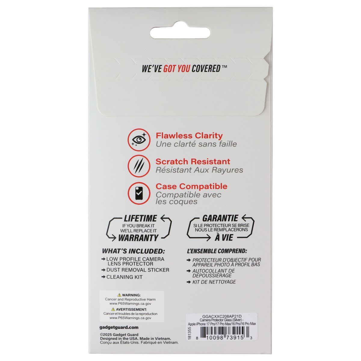 Gadget Guard Camera Lens Protector Set for iPhone 17 Pro & 17 Pro Max - Silver