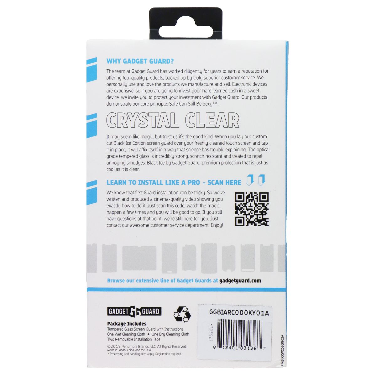 Gadget Guard Black Ice Edition Tempered Glass for Kyocera Duraforce Pro 2 Cell Phone - Screen Protectors Gadget Guard - Simple Cell Bulk Wholesale Pricing - USA Seller