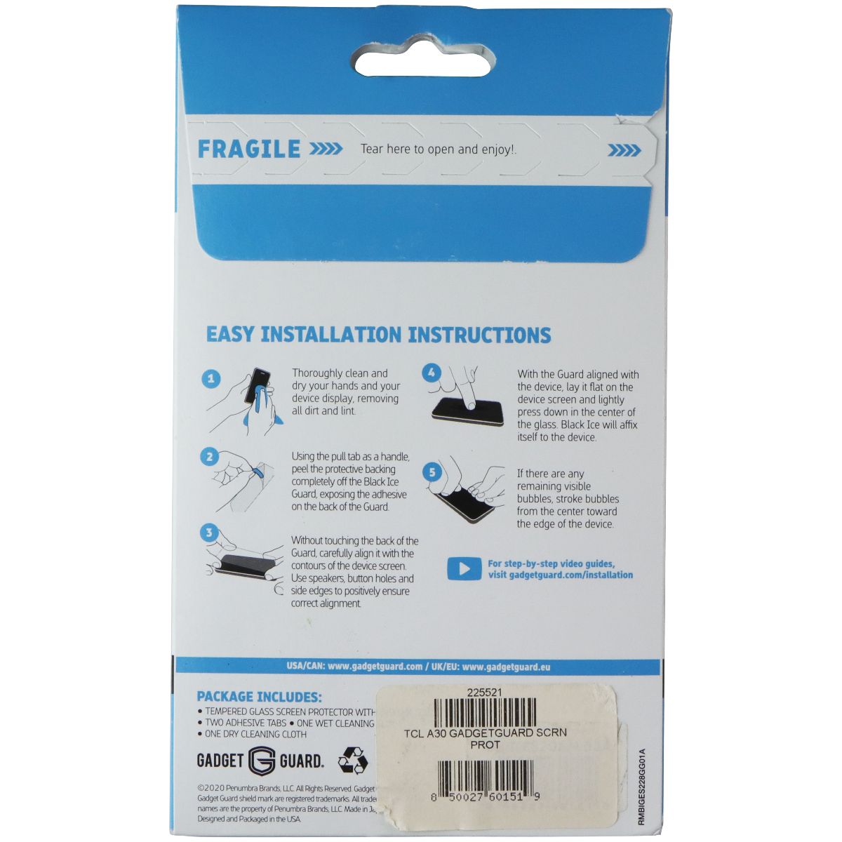 Gadget Guard Black Ice Glass Screen Protector for TCL A30 Cell Phone - Screen Protectors Gadget Guard - Simple Cell Bulk Wholesale Pricing - USA Seller