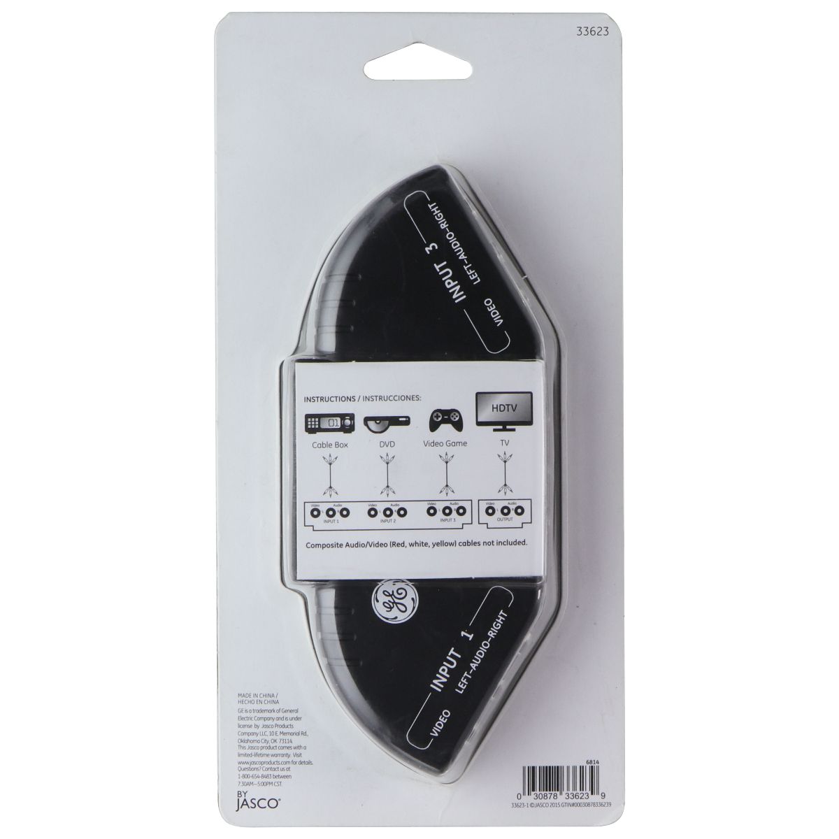 GE 3-Device Audio/Video Switch Hub for Televisions - Black (33623) TV, Video & Audio Accessories - Other TV, Video & Audio Accs GE - Simple Cell Bulk Wholesale Pricing - USA Seller