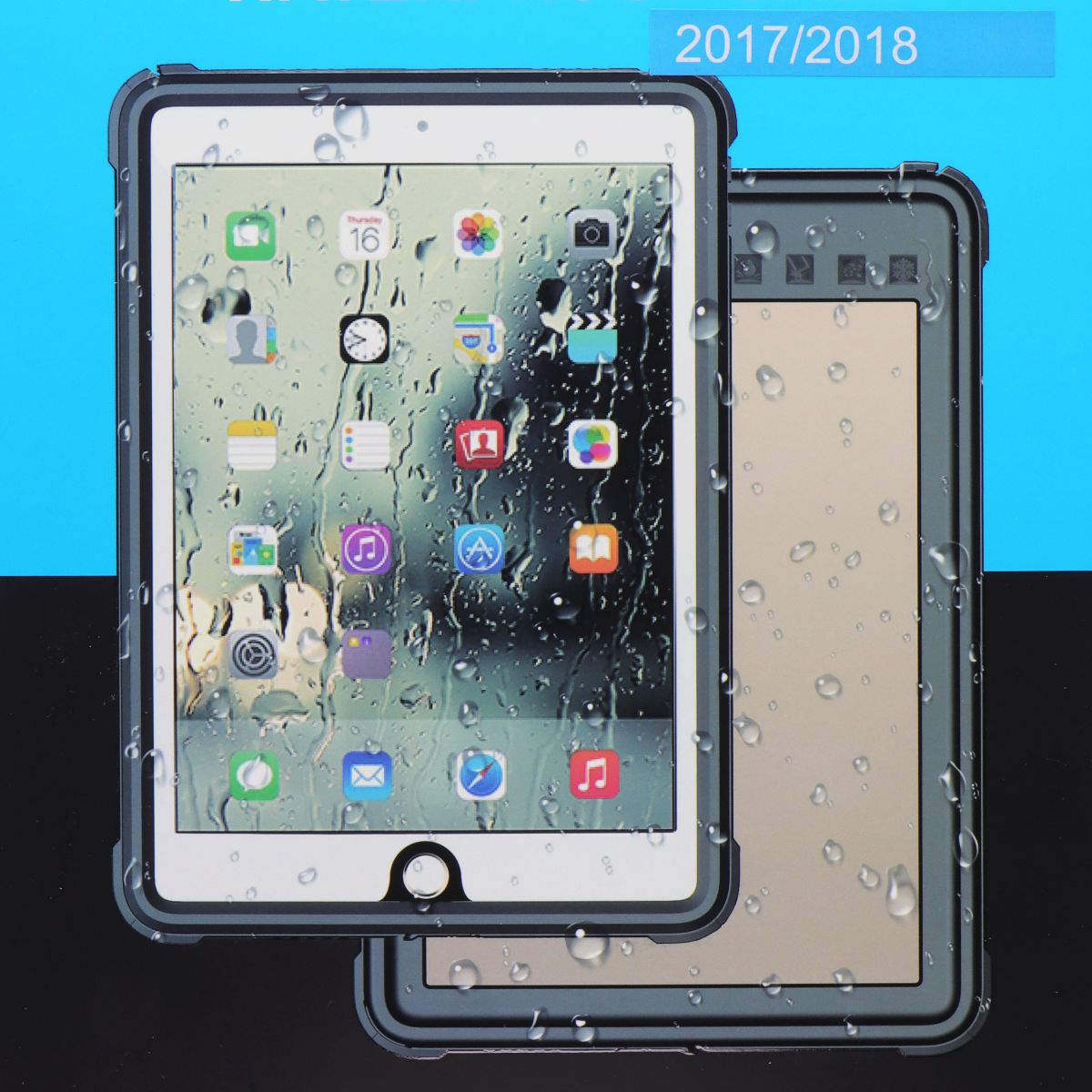 Waterproof Case for Apple iPad (2017/2018) - Black/Clear iPad/Tablet Accessories - Cases, Covers, Keyboard Folios Generic - Simple Cell Bulk Wholesale Pricing - USA Seller