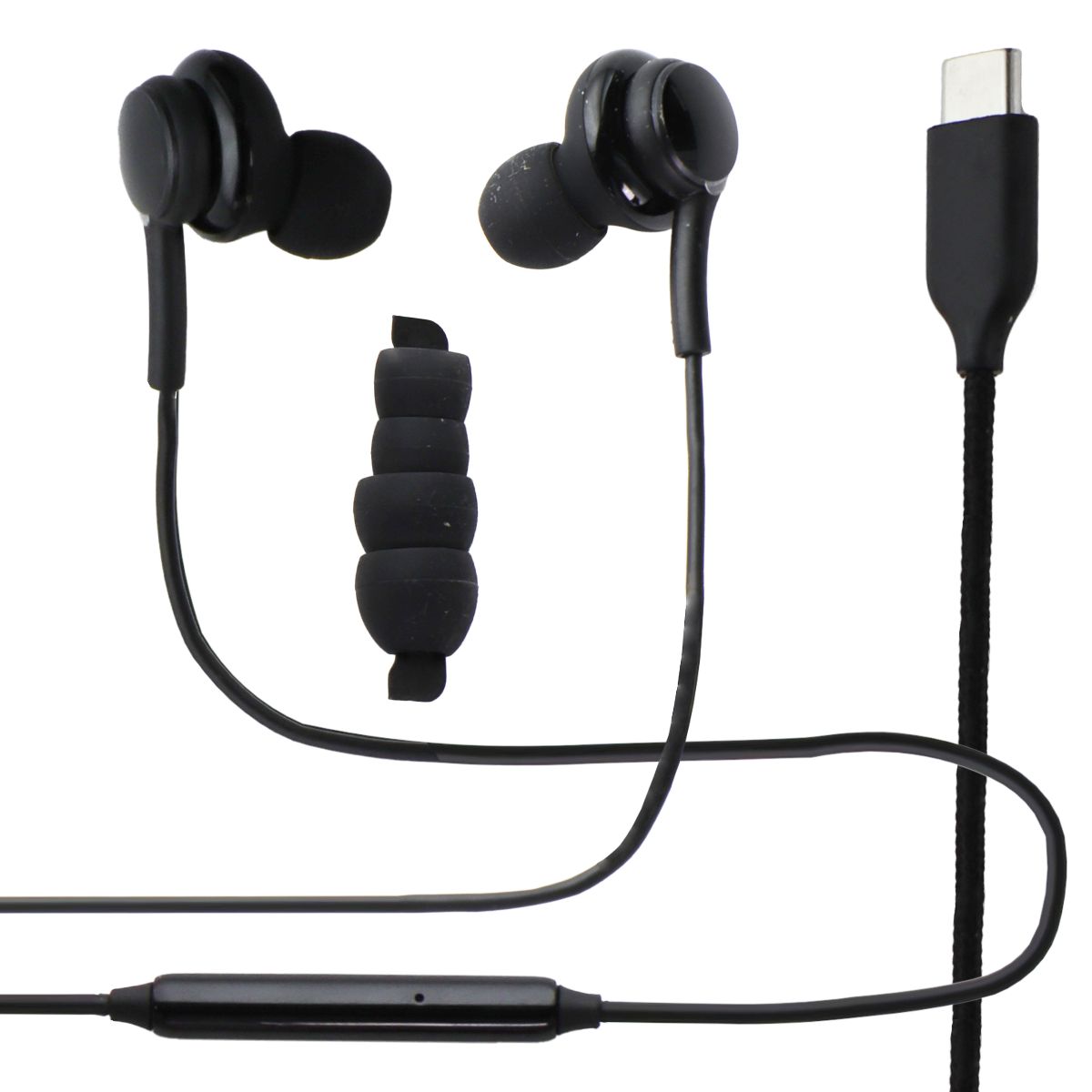 Generic USB-C Earbuds with Volume and Playback Controls - Black Portable Audio - Headphones Generic - Simple Cell Bulk Wholesale Pricing - USA Seller