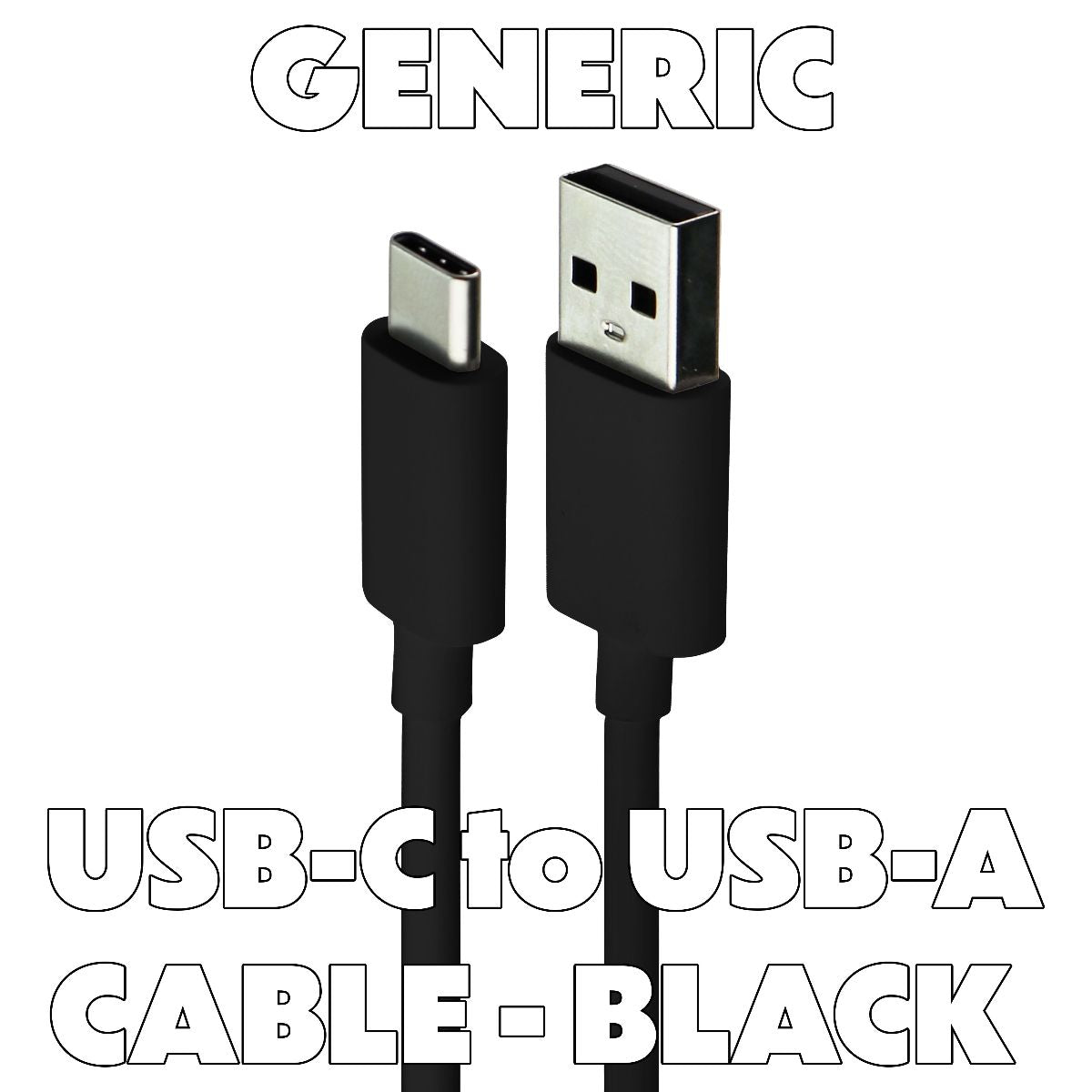 Generic 3FT USB-C to USB-A Charge Cable - Black Cell Phone - Cables & Adapters Generic - Simple Cell Bulk Wholesale Pricing - USA Seller
