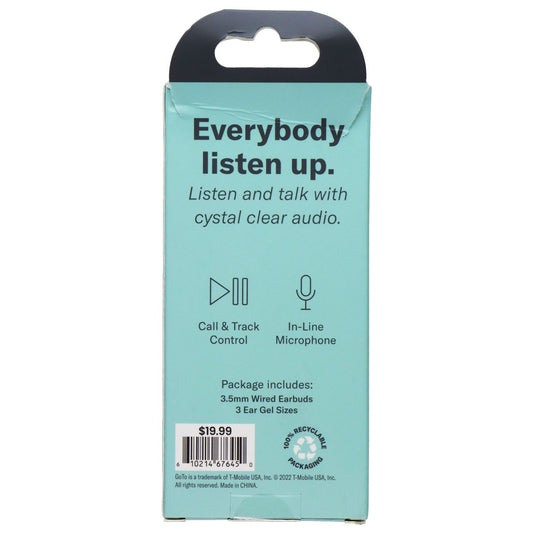 GoTo Stereo Earbuds with 3.5mm Connector - Black Cell Phone - Headsets GoTo - Simple Cell Bulk Wholesale Pricing - USA Seller