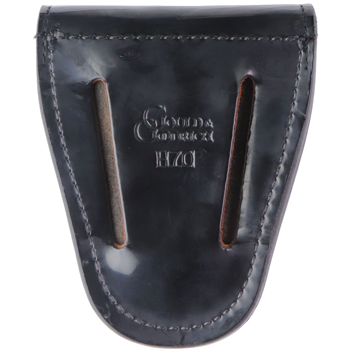 Gould & Goodrich H70 Leather Handcuff Case - Hi-Gloss Black / Brass Snap Other Sporting Goods Gould & Goodrich - Simple Cell Bulk Wholesale Pricing - USA Seller