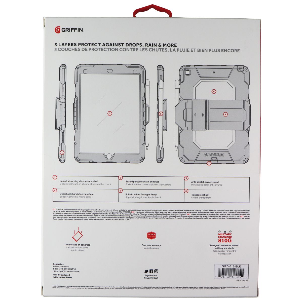 Griffin Survivor All-Terrain Case for iPad 9th Gen 10.2-in (2020-2019) - Black iPad/Tablet Accessories - Cases, Covers, Keyboard Folios Griffin - Simple Cell Bulk Wholesale Pricing - USA Seller